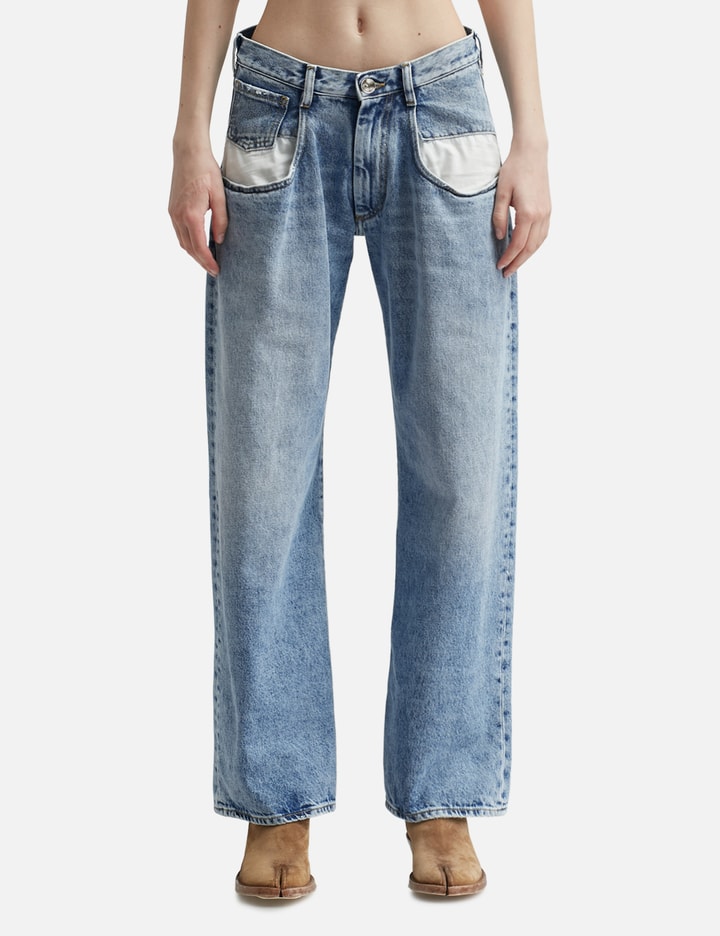 Straight Jeans With Contrasted Pockets Placeholder Image