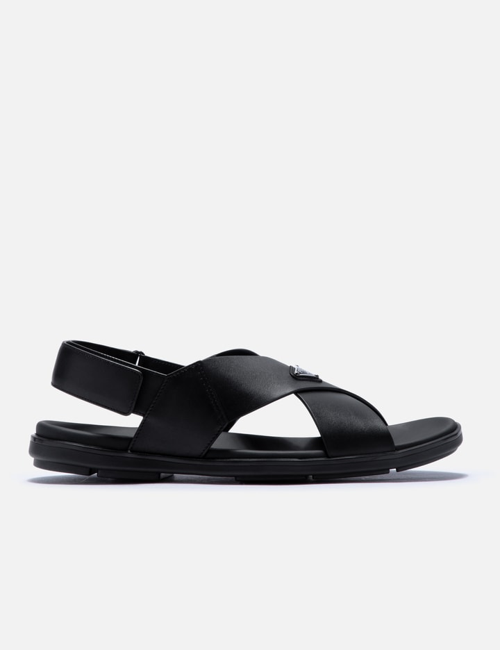 Prada Wide-strap Sandals With Secure Back Strap In Black