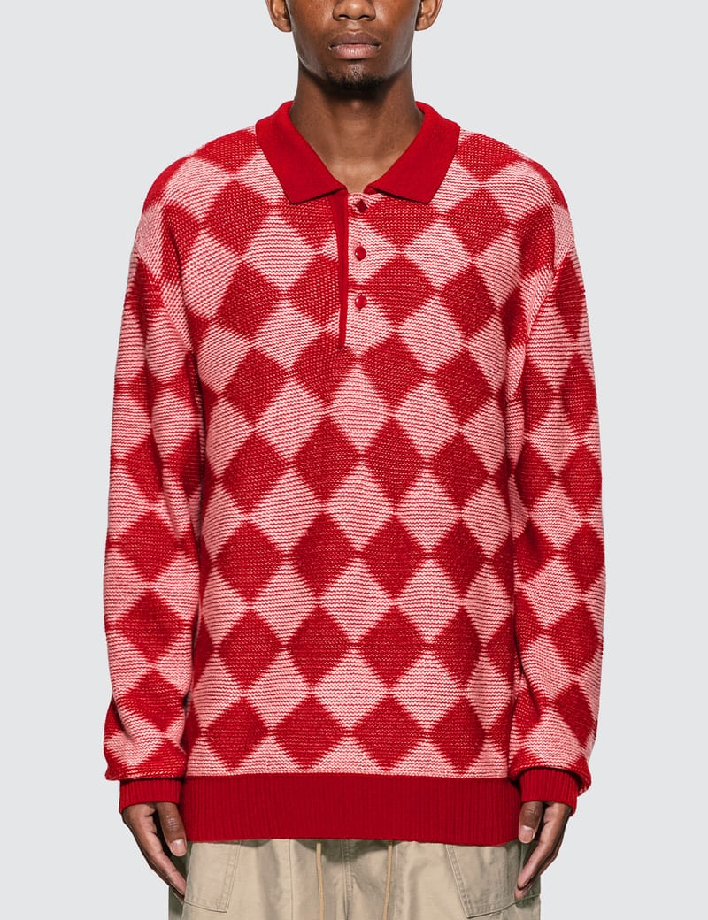 needles checkered polo sweater