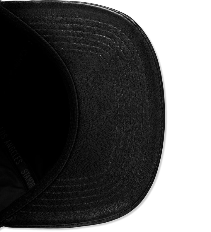 Black 3 Zipper Leather Snapback Cap Placeholder Image