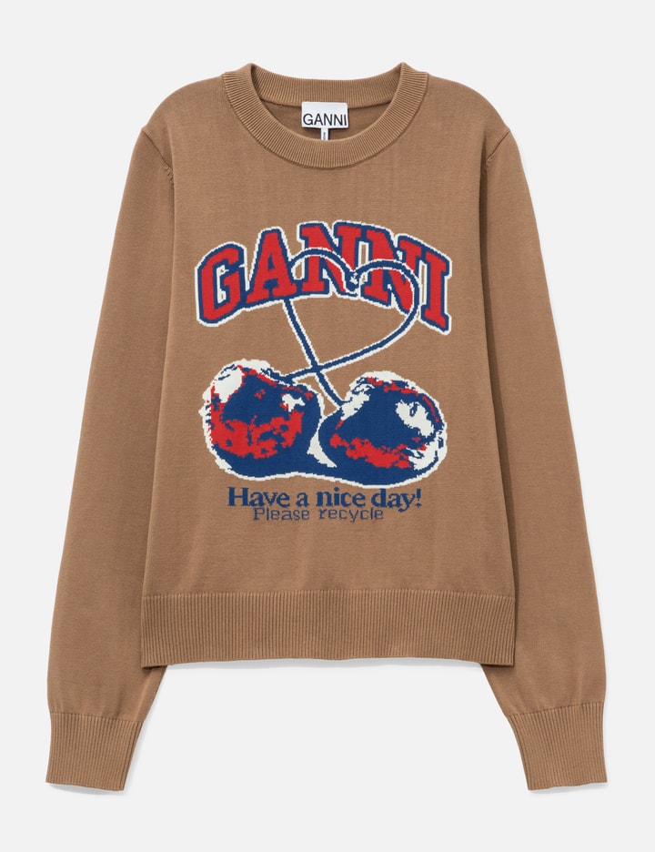 Fine Cotton Graphic Sweater Cherry