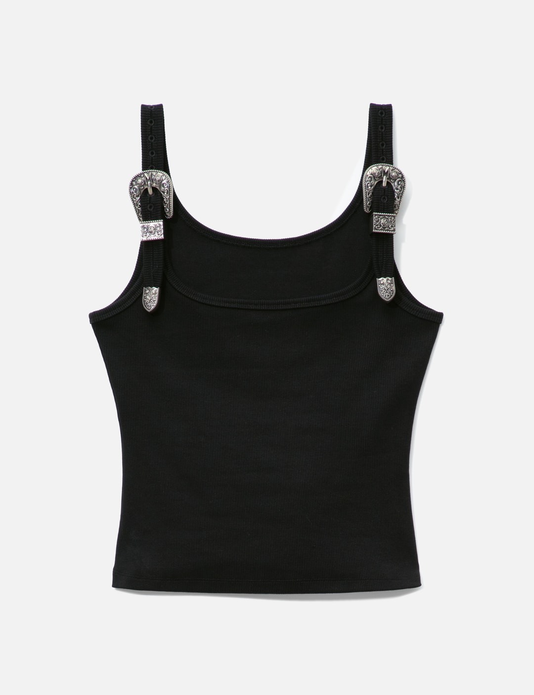 Black Tank Top With Metal Buckle Straps view 7