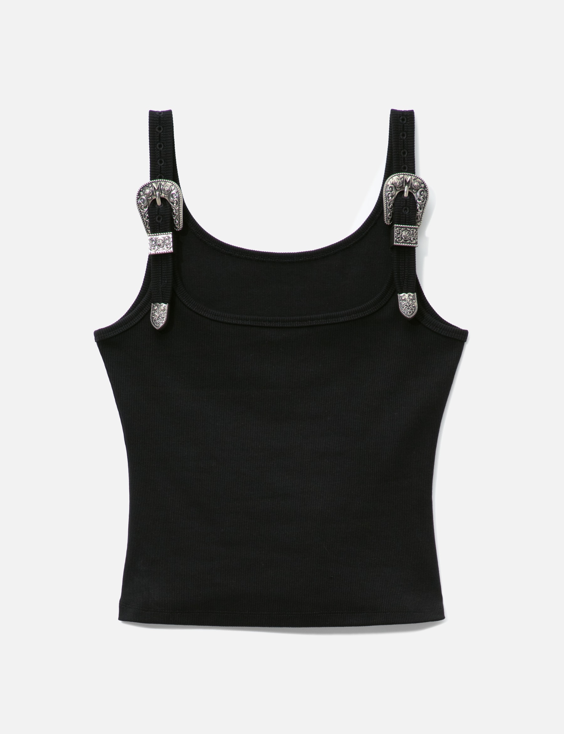 Black Tank Top With Metal Buckle Straps view 16