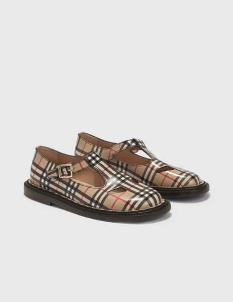 Burberry Vintage Check Leather T-bar Shoes HBX