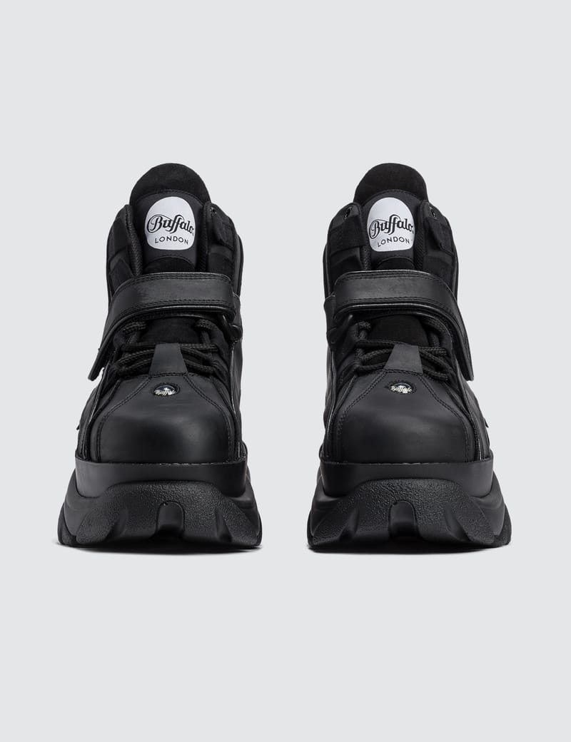 buffalo london black platform sneakers