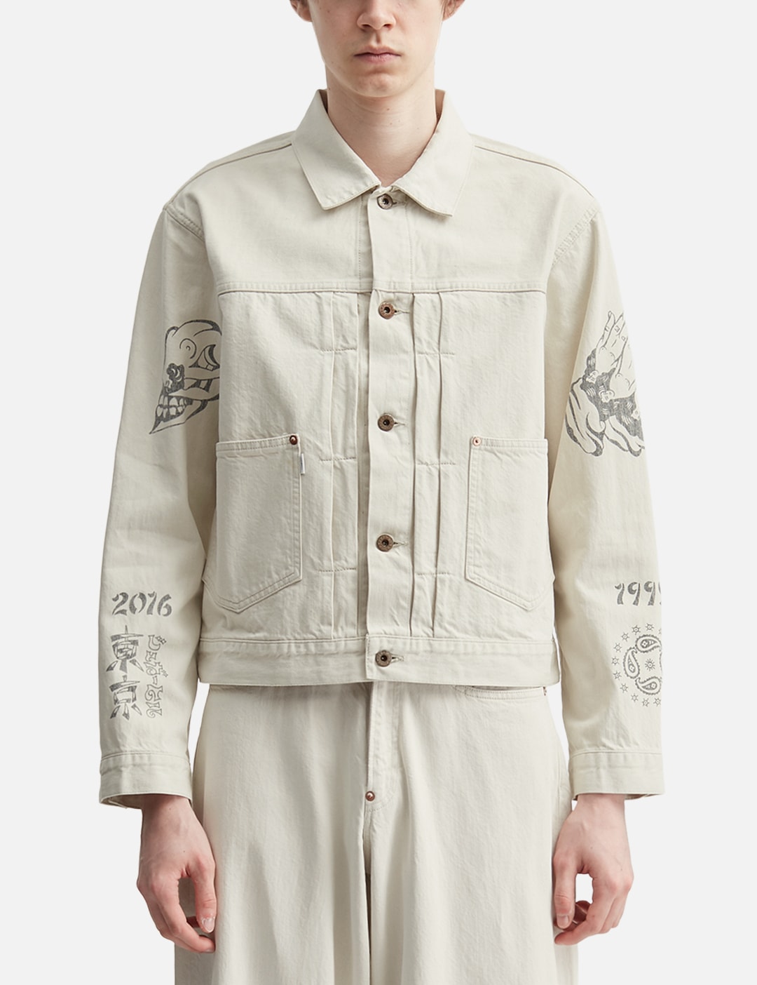 Tattoo Flash Print Pocket Denim Jacket view 11