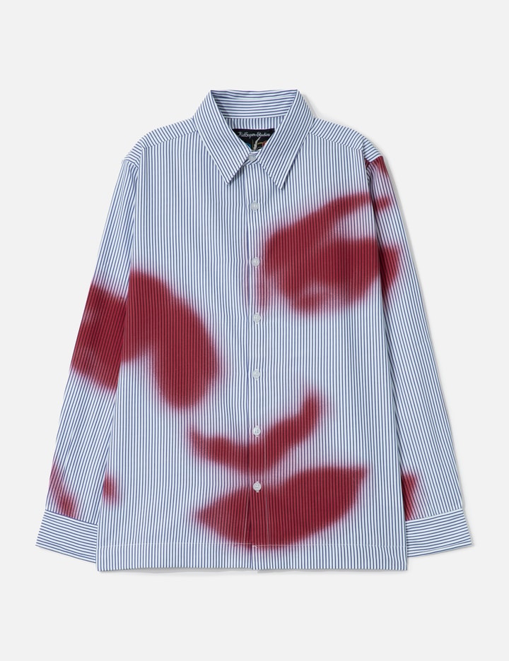Blurry Face Airbrush Striped Button Up Placeholder Image