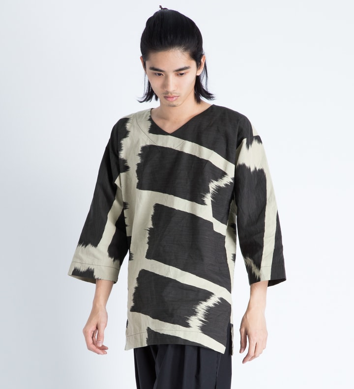Brown Abstract Paint V Neck Big L/S Shirt Placeholder Image