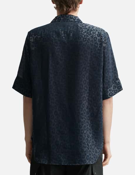 Short Sleeves Western Shirt - Rayon Leopard Jacquard view 12