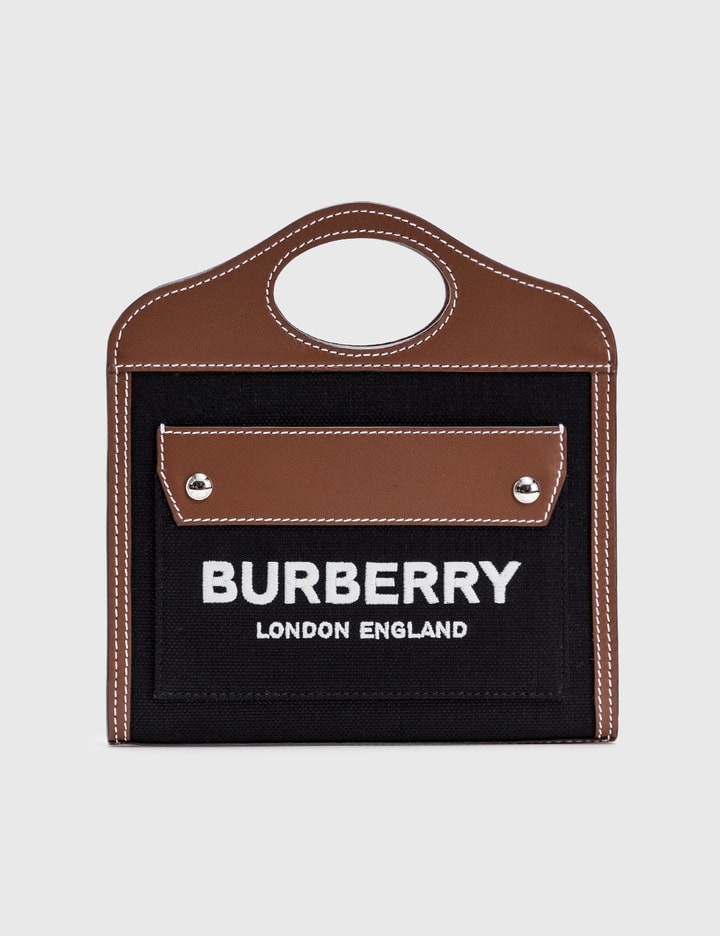 Burberry Monogram Map Pocket Micro Tote Bag in White