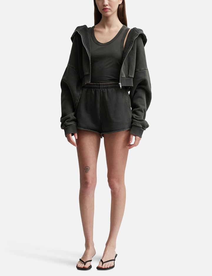 Entire Studios Black Cropped Hoodie In Black