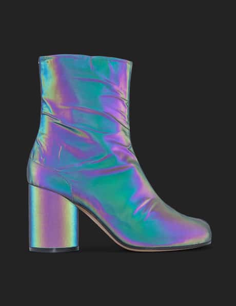 Maison Margiela Tabi Split-Toe Leather Ankle Boots In Reflective