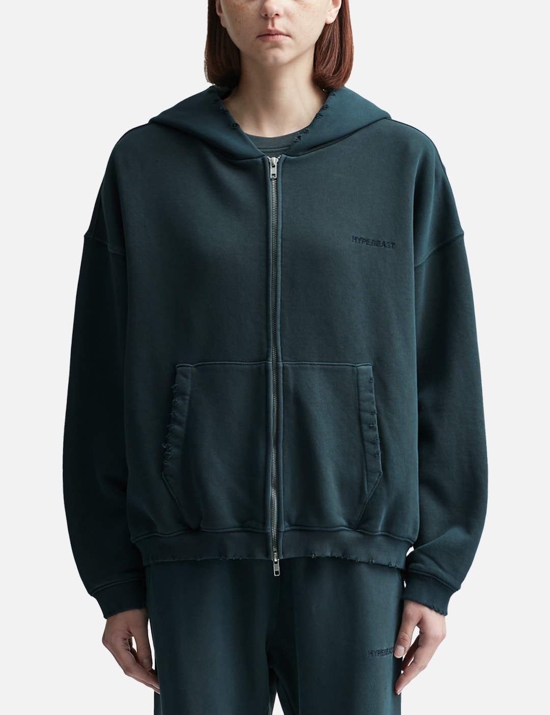 GARMENT DYED LOGO ZIP-UP HOODIE view 13