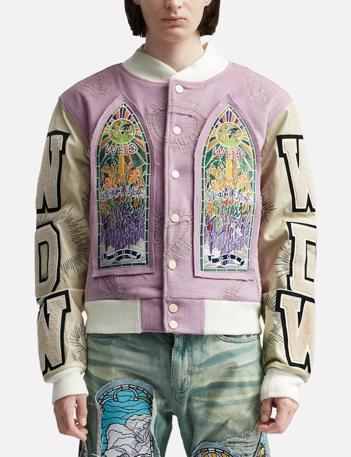 Who Decides War Namesake Embroidered Varsity Jacket - Farfetch