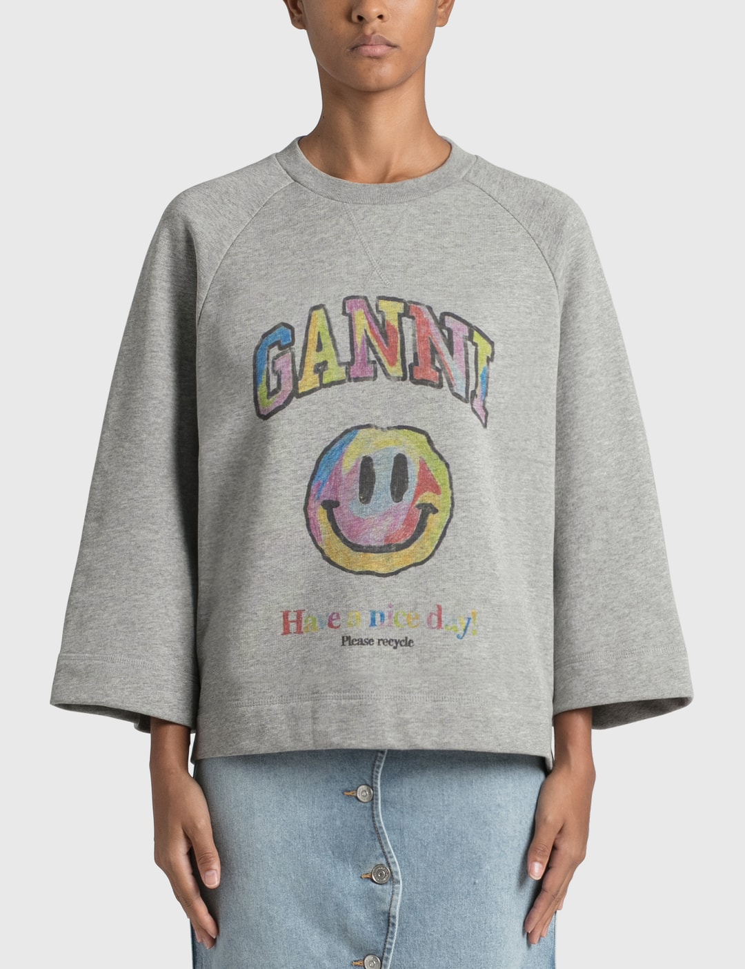 Ganni Rainbow Smiley Sweatshirt HBX - Main Image