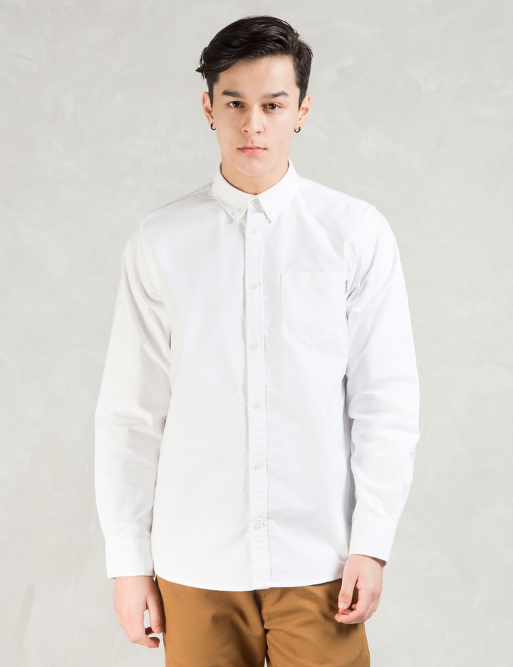 White Raymond Surge Patch L/S Oxford Shirt Placeholder Image