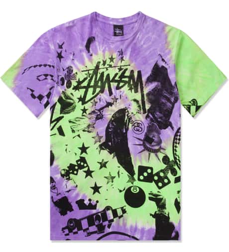 Stüssy Purple Classic College Tie-dye T-Shirt HBX - Main Image