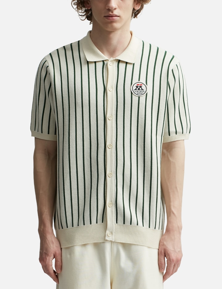Shop Malbon Golf Parlay Striped Shirt In White