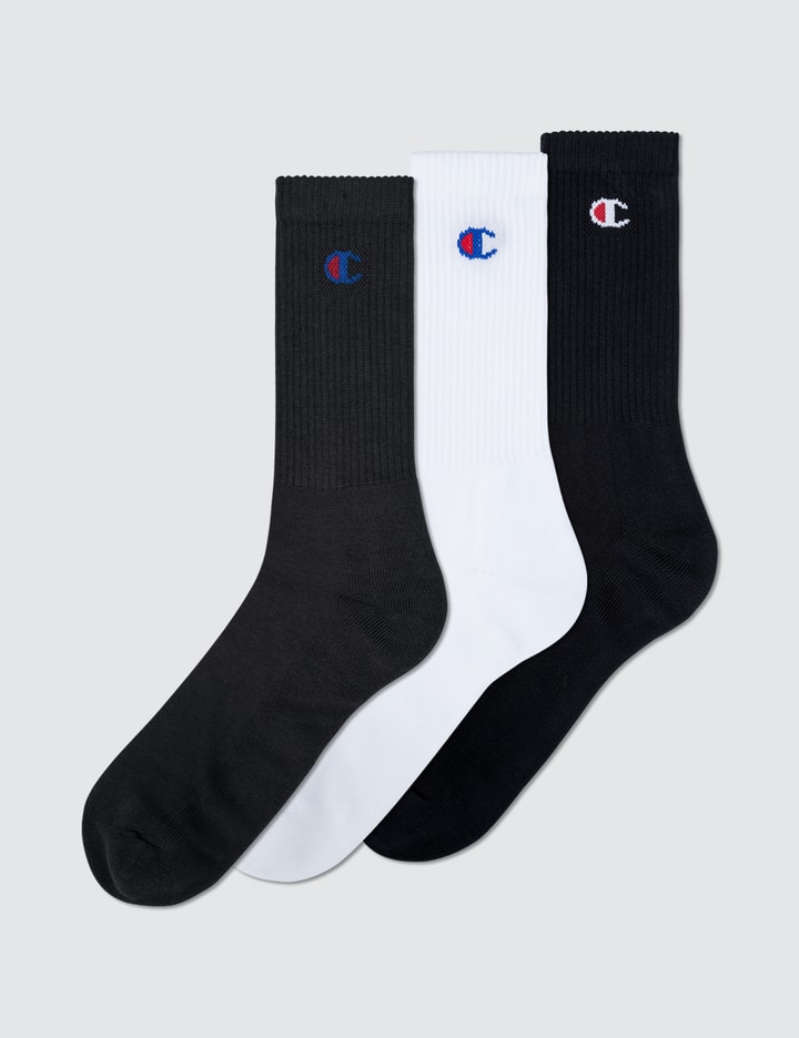 Champion 3 pack logo crew socks in white