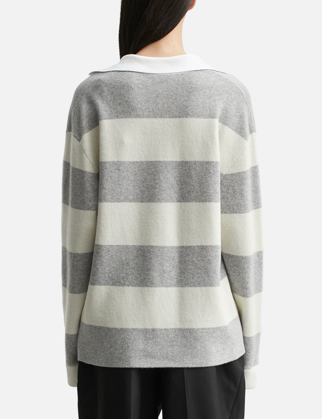 Striped Long Sleeve Wool Polo Shirt view 15