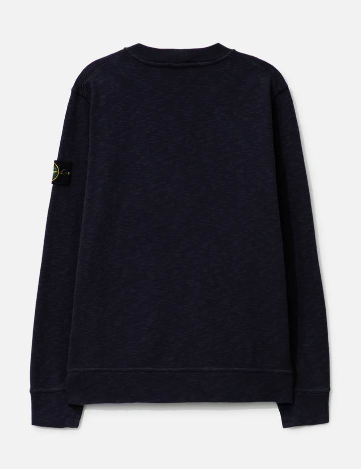 Stone Island Relaxed Fit Black Cotton Jersey Sweatshirt With Logo Patch In Blue