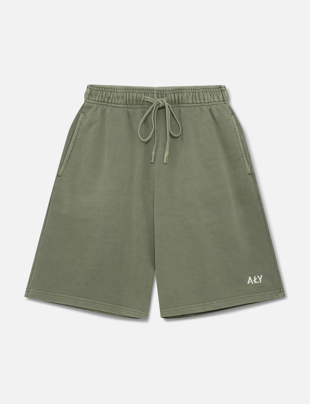 "Logo Embroidery Washed Olive" Shorts view 7