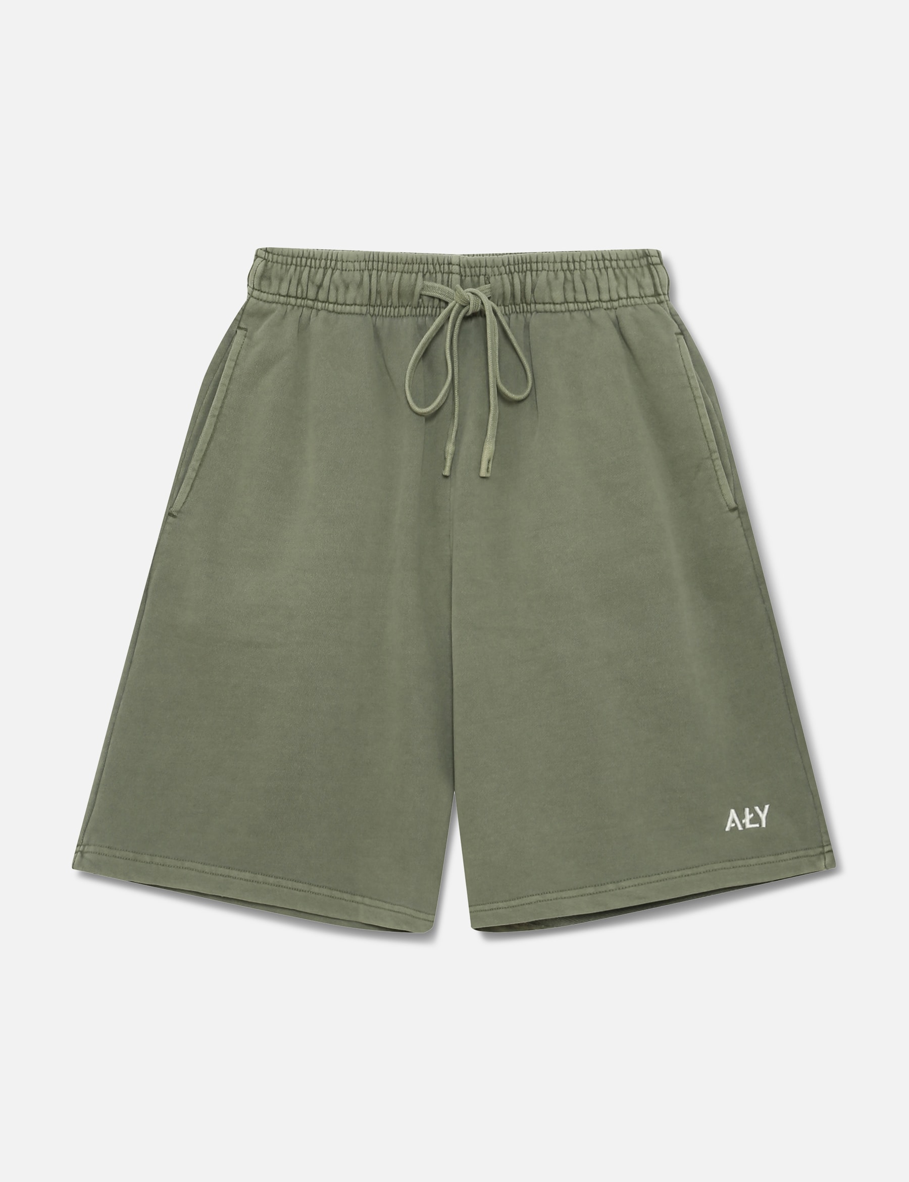 "Logo Embroidery Washed Olive" Shorts view 16