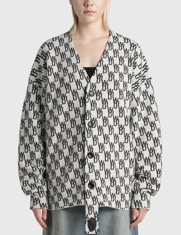 We11 Done Oversized Monogram Cardigan In Multicolor