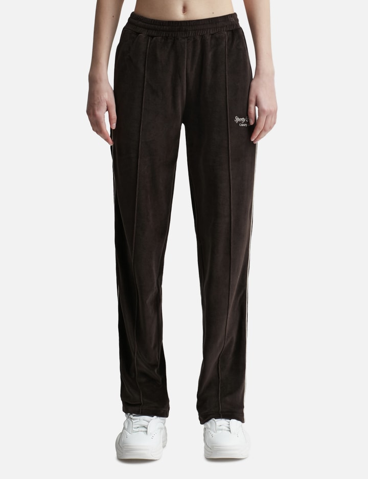 Sporty &amp; Rich Script Velour Track Pants In Brown