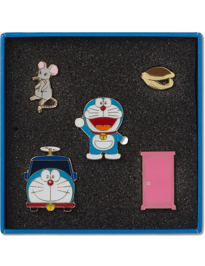 Multicolor Set of 5 Doraemon Pins Collection Placeholder Image