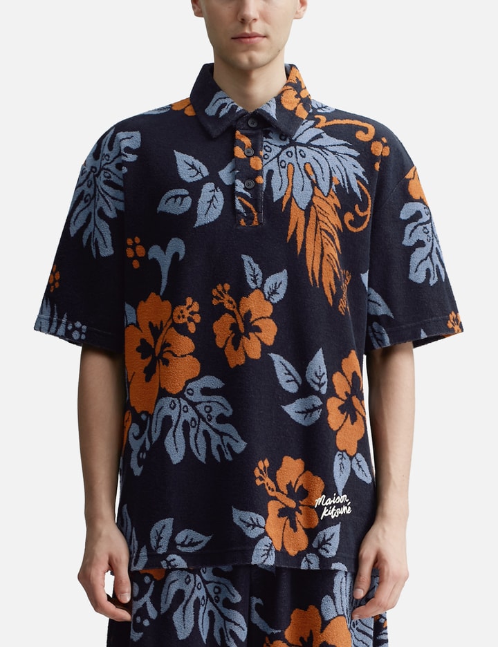 JACQUARD OVERSIZE POLO IN TOWELLING Placeholder Image