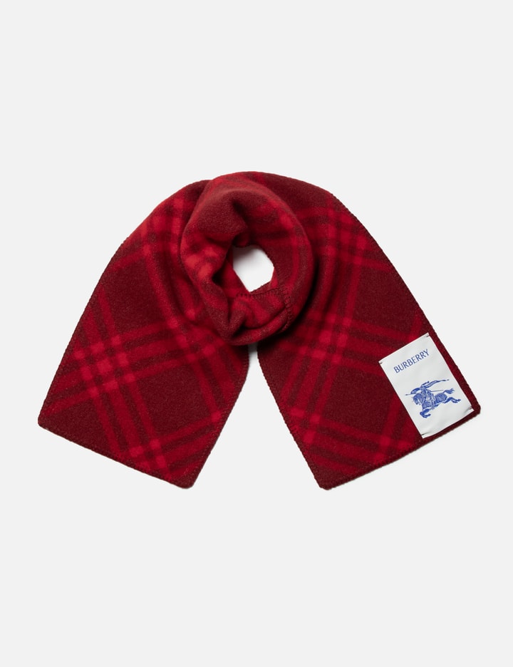 Shop Burberry Check Wool Scarf In Red