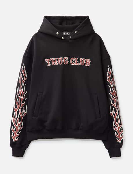 THUG CLUB Leather Flame Hoodie