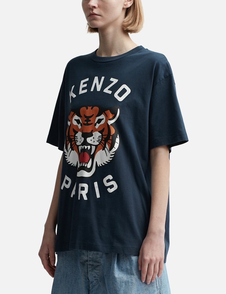 Shop Kenzo Lucky Tiger Oversized Genderless T-shirt In Blue