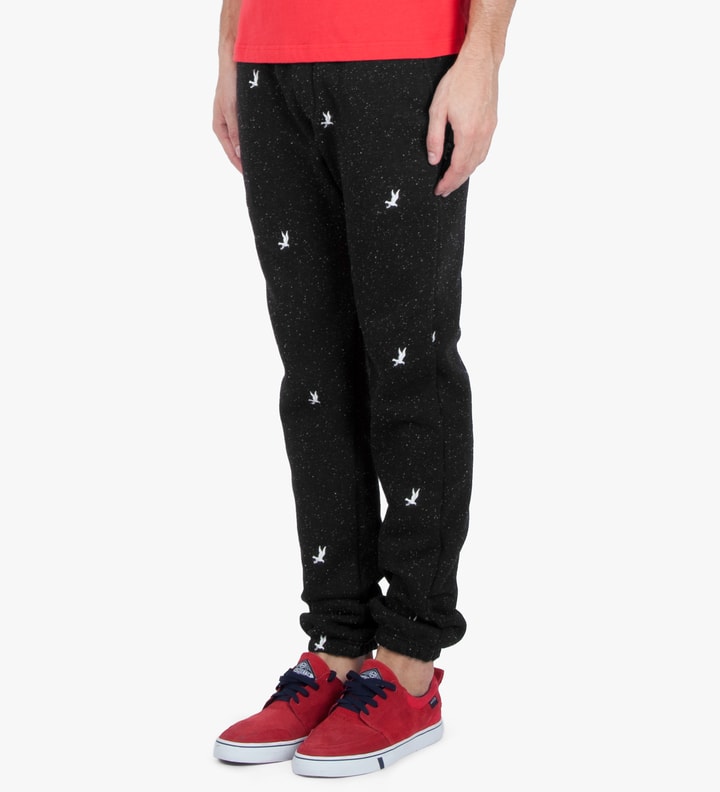 Speckled Black Fleece Fancy Seagulls Sweatpants Placeholder Image