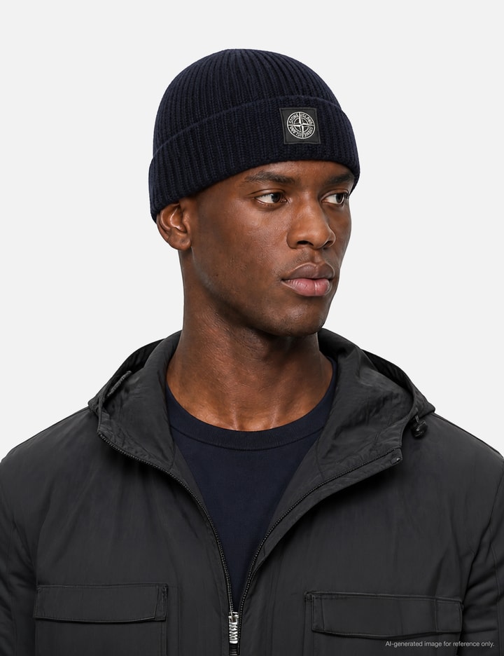 Stone Island Light RWS Geelong Wool Ribbed Knit Beanie