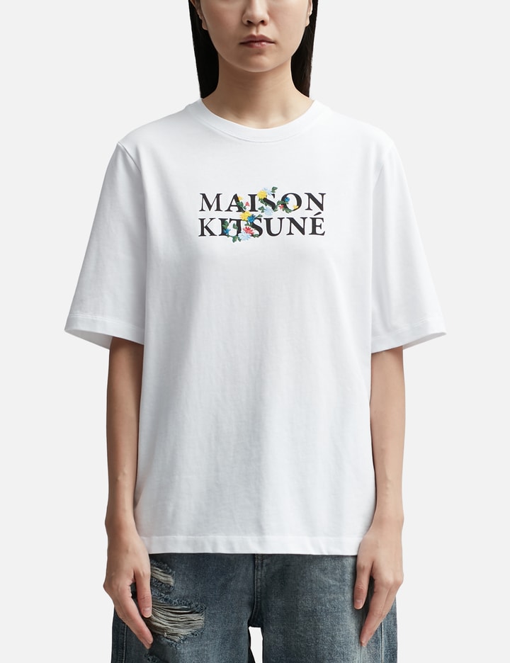 Shop Maison Kitsuné Flowers Comfort T-shirt In White