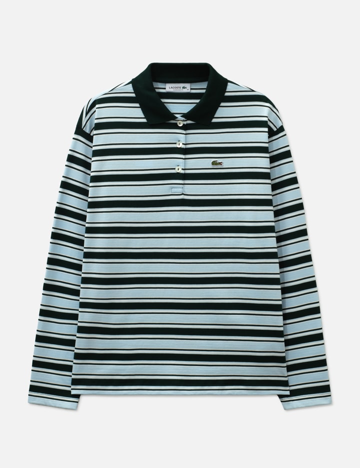Lacoste Oversized Striped Long Sleeved Polo Shirt