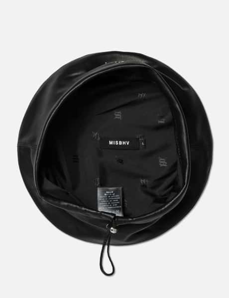 Misbhv faux leather beret MISBHV Black Vegan Leather Beret | Garmentory main image 4