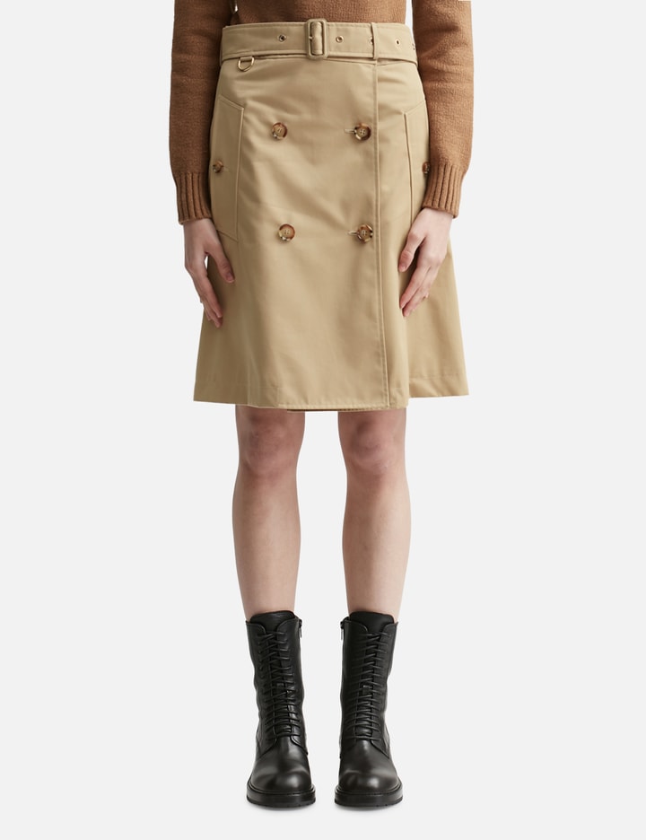 Shop Burberry Cotton Trench Skirt In Beige