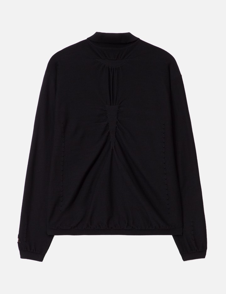 Pinched Wool Knit Polo Placeholder Image