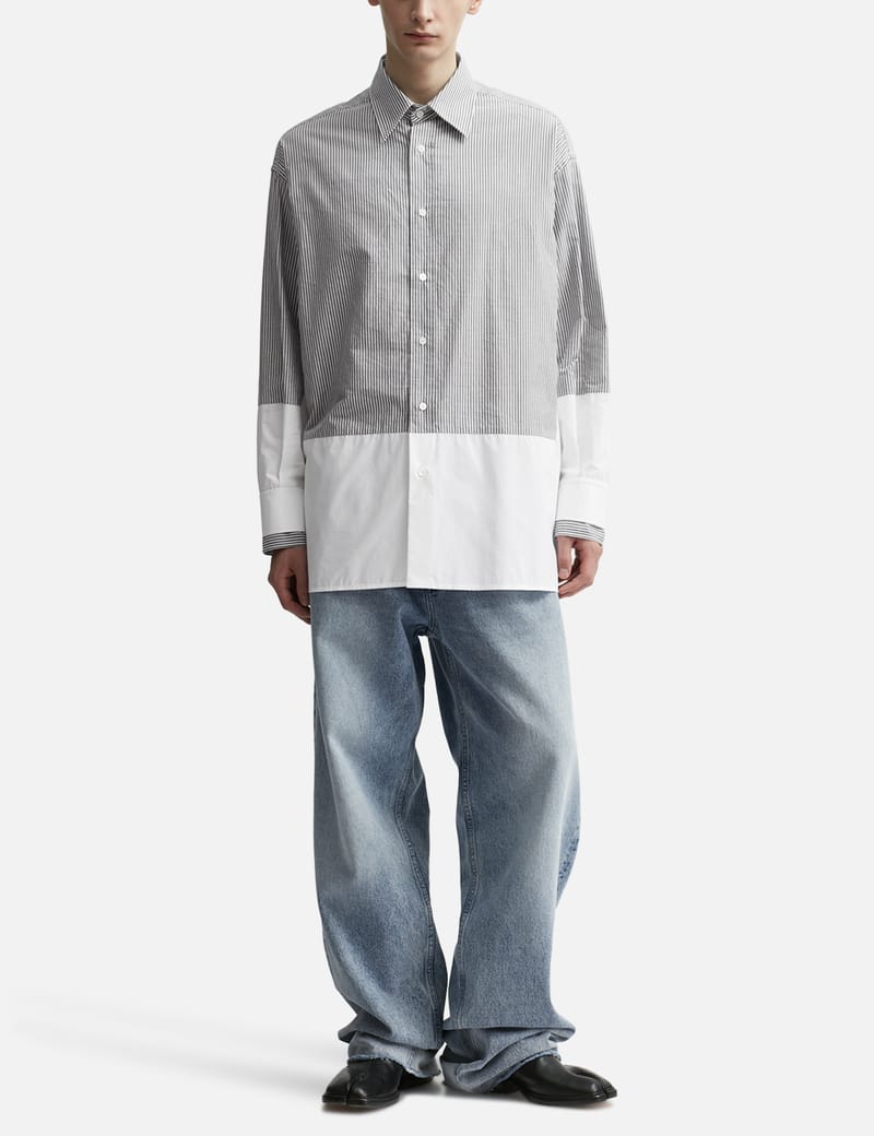 MM6 MAISON MARGIELA ホワイト ピンストライプ トラウザーズ レディース