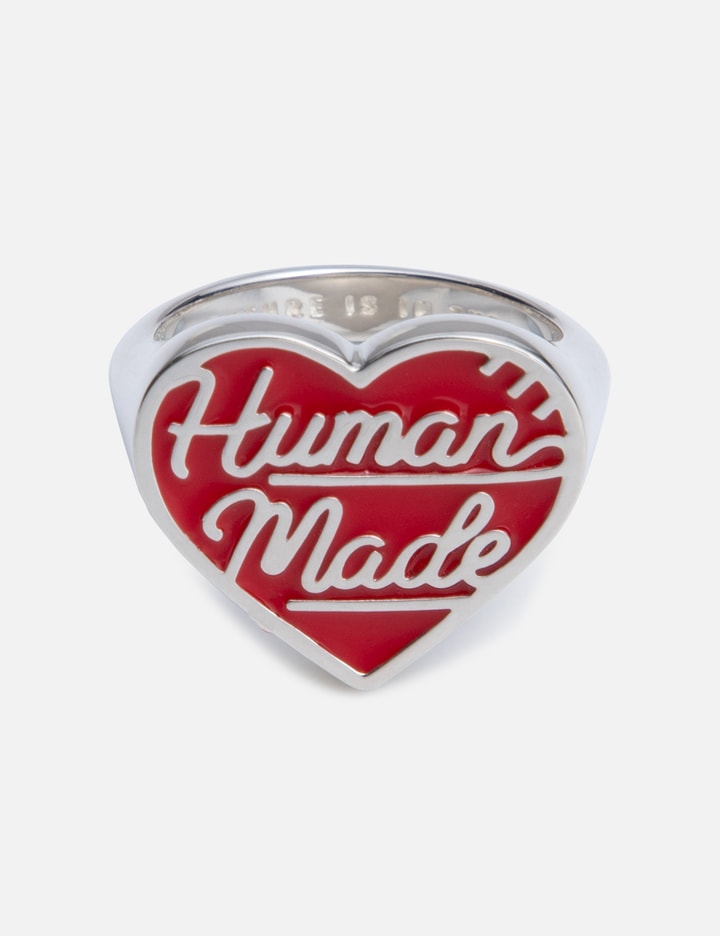 Human Made Silver Heart Ring In Red