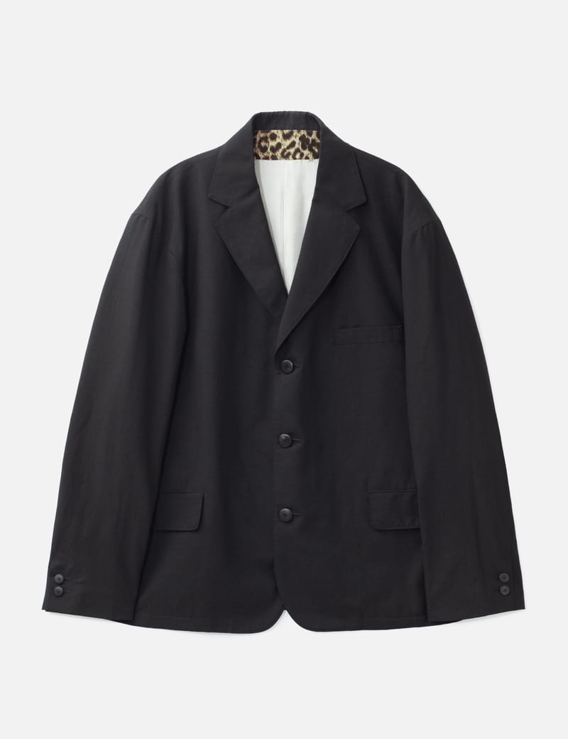 Visvim 17AW Herringbone Dotera Coat - Blue wool-linen coat in