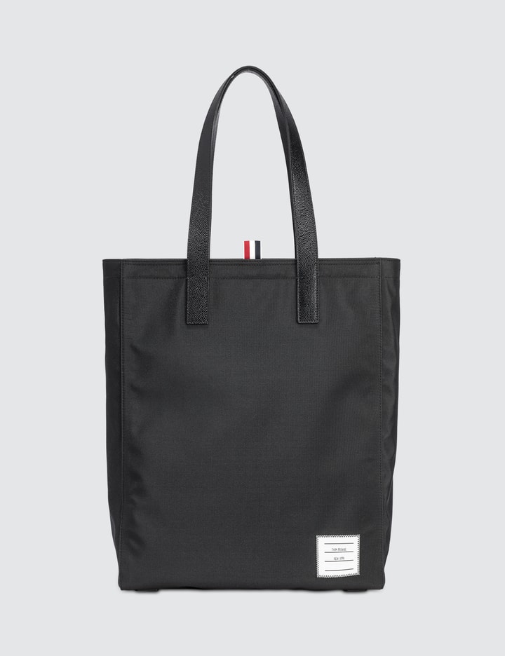 Nylon Plain Weave and Pebble Grain Leather Unstructured Tote with Leather Trim Placeholder Image