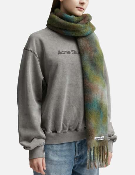 ALEXANDER WANG, Logo Knit Scarf, GREY, Women