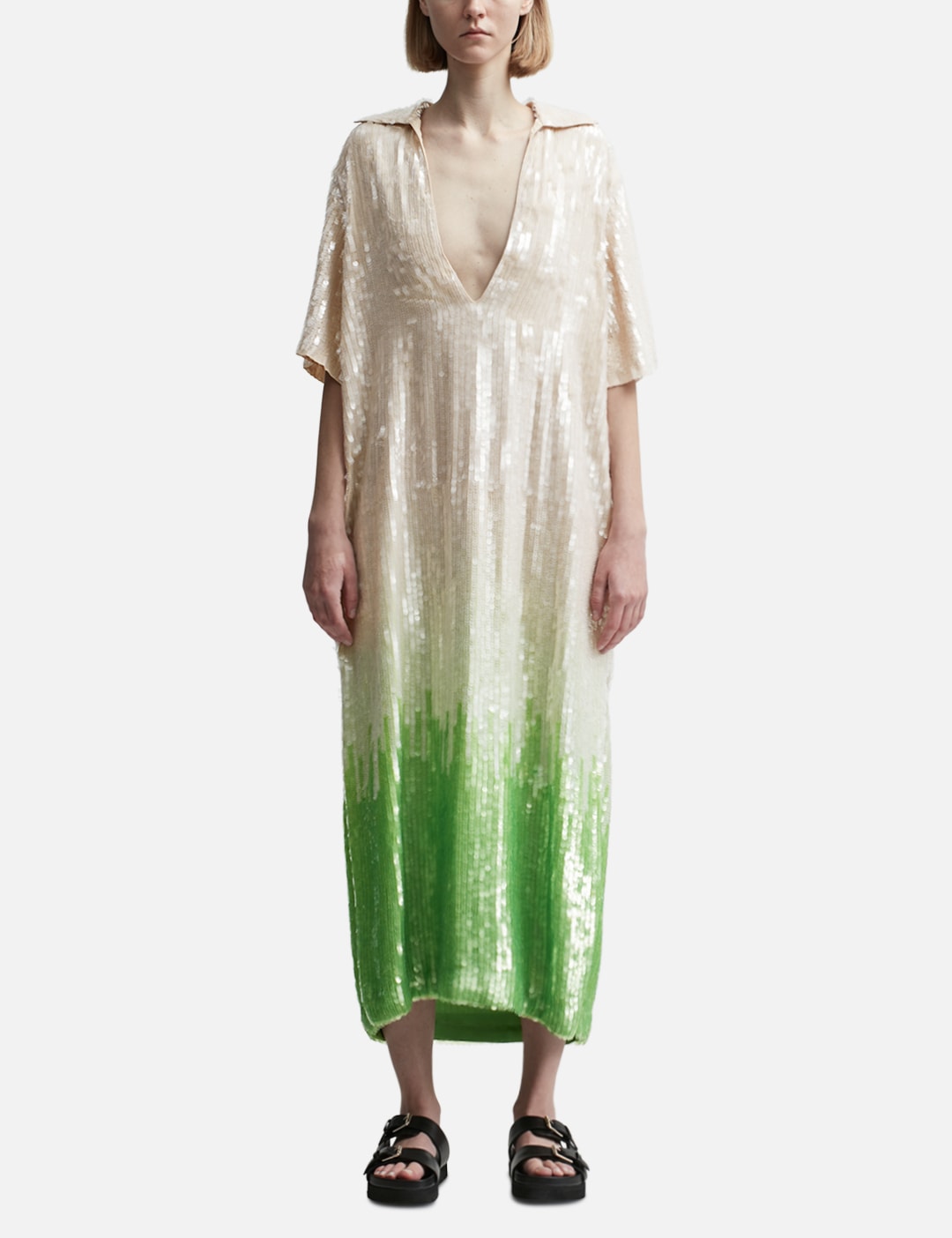 HAND EMBROIDERED EVERGREEN POLO DRESS view 13