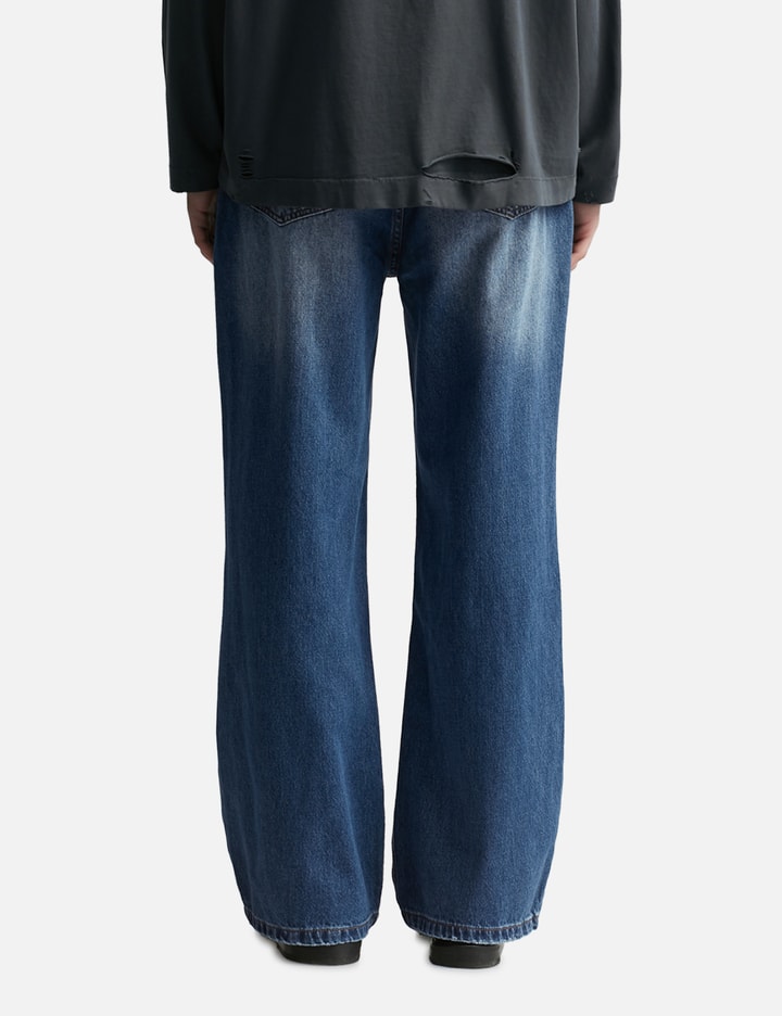 Indigo Washed Destroyed Break Cut Flared Jeans Placeholder Image