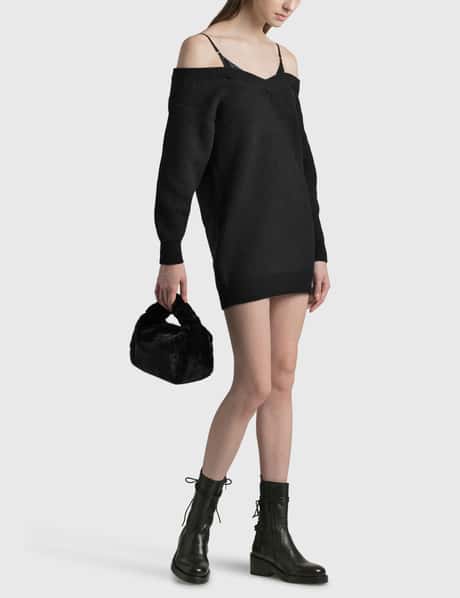 T By Alexander Wang - V-NECK SWEATER DRESS IN RIBBED COTTON | HBX
