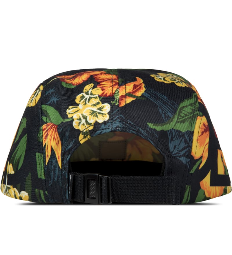 Black Floral Navigator 5 Panel Cap 